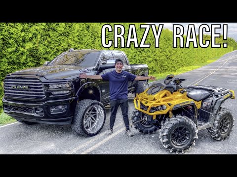 RACING MY CAN-AM VS $100,000 DIESEL TRUCK