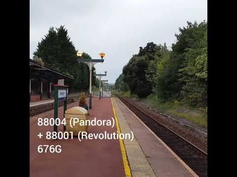 88004 (Pandora) + 88001 (Revolution) on Nuclear flask at Ulverston