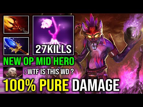 NEW OP MID HERO 100% Pure Damage AOE Bounce Ward Max Dagon Full Aghs Witch Doctor Dota 2