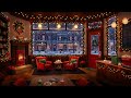 A Christmas Cafe Ambience With Christmas Jazz Music Crackling Fire