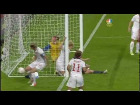 Canada vs USA - 2012 Olympic Women's Soccer Semi-Final Match: Rapinoe Corner Kick Goal Curves In