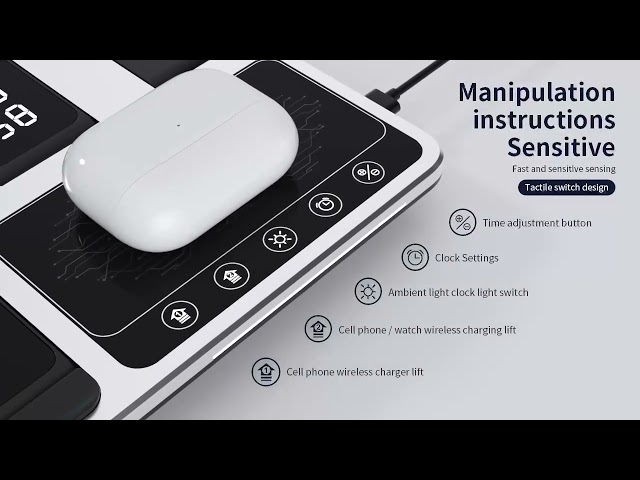 شاحن لاسلكي 4 في 1 - R11 بقاعدة تلقائية وشاشة رقمية
