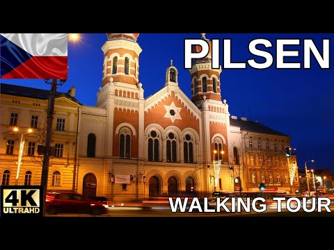 Pilsen, Czech Republic 4K - City Center Walking Tour - Summer 2024 - With Subtitles