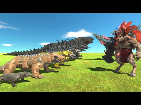 Komodo Dragon War - Komodo Dragon of Evolution VS Minotaur Team - Animal Revolt Battle Simulator