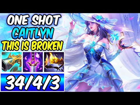 *34 KILLS* BROKEN TRUE ONE-SHOT CAITLYN ADC S+ | New Build & Runes | League of Legends