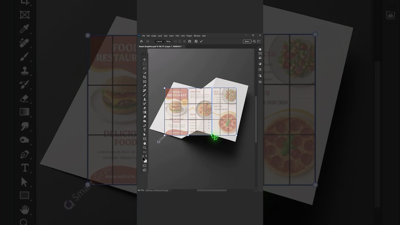 create trifold brochure mockup design with Photoshop