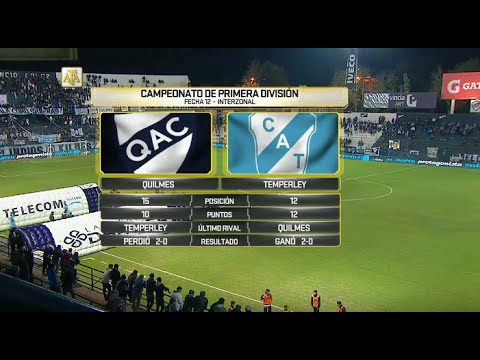 Fútbol en vivo. Quilmes vs. Temperley. Fecha 12. Campeonato de Primera División 2016