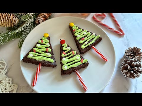 Brownies en forma de árbol de Navidad