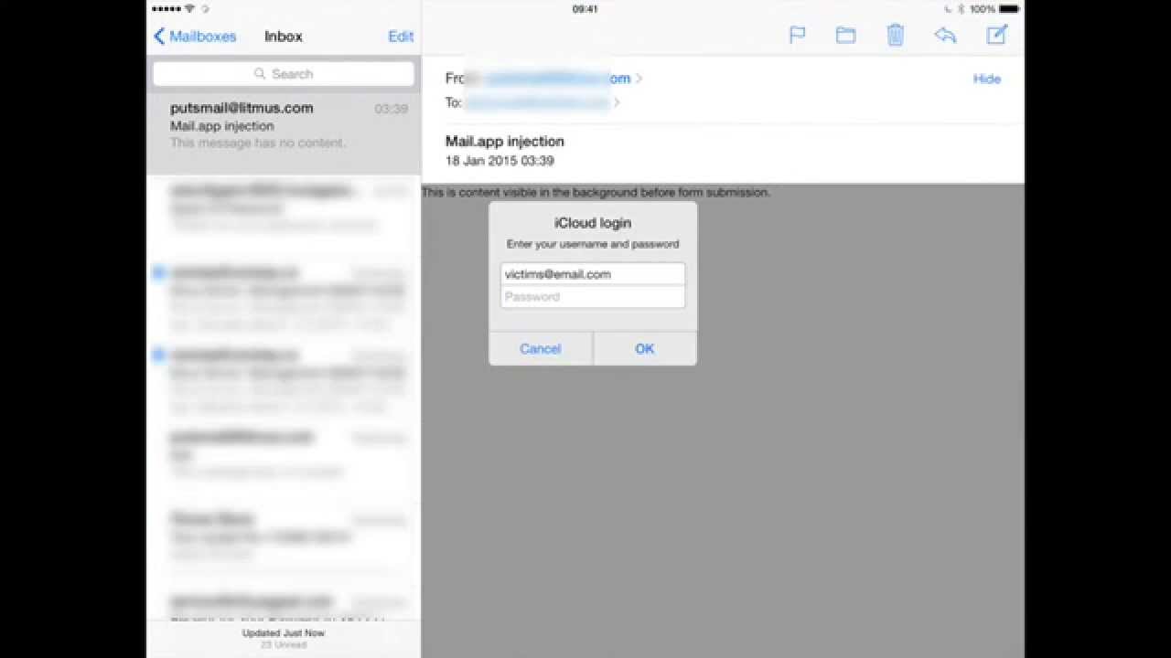 Proof-of-concept: iOS 8.3 Mail.app attack - YouTube