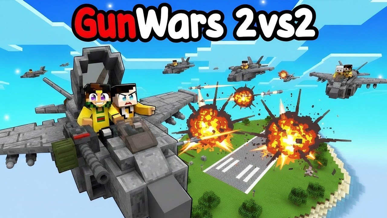 GUNWARS 2VS2 CON GLI AEREI CACCIA MILITARI - MARCY BADDI vs GIORGIO DAMI - MINECRAFT ITA