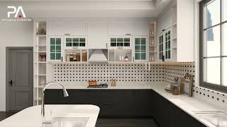 Video 13 Traditional Farmhouse Two tone Shaker L shaped Kitchen Cabinets