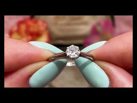 Art Deco Platinum Diamond Solitaire Engagement Ring, (0.50ct, G/H-VS) #8405