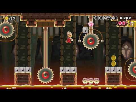 WORLD 7-4　～ギザギザささる ゲッソーとりで～ by シュン - Super Mario Maker - No Commentary 1bo