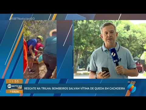 Bombeiros resgatam vítima de queda em cachoeira durante trilha em Goiás