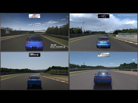 GT4 vs GT5 vs GT6 vs GT Sport - Nissan Skyline GT-R V spec II Nür (R34) at Suzuka [4K 60FPS]