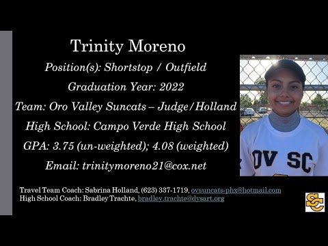Trinity Moreno Softball Skills Video - 2022 Shortstop Outfield