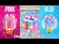 Choose your gift 🎁🤩💝😭||3 gift box challenge||2 good & 1 bad|| Pink, Unicorn & Blue #giftboxchallenge