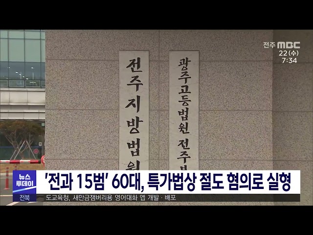 '전과 15범' 60대, 특가법상 절도 혐의로 실형