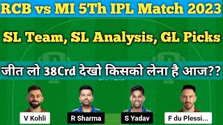 Bangalore vs Mumbai Dream11 Team | RCB vs MI Dream11 Team | BLR vs MI Dream11 Prediction Today Match