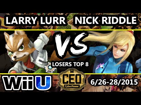 CEO 2015 - Larry Lurr (Fox, Luigi) Vs. Nick Riddle (Zero Suit Samus) - Losers Top 8 - Smash Wii U