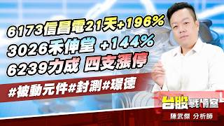 6173信昌電21天+196%、3026禾伸堂 +144%、6239力成 四支漲停#被動元件#封測#璟德｜小武哥投資事務所｜陳武傑 (圖)