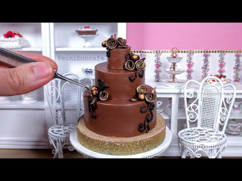 Miniature Chocolate Rose Cake - mini food ASMR