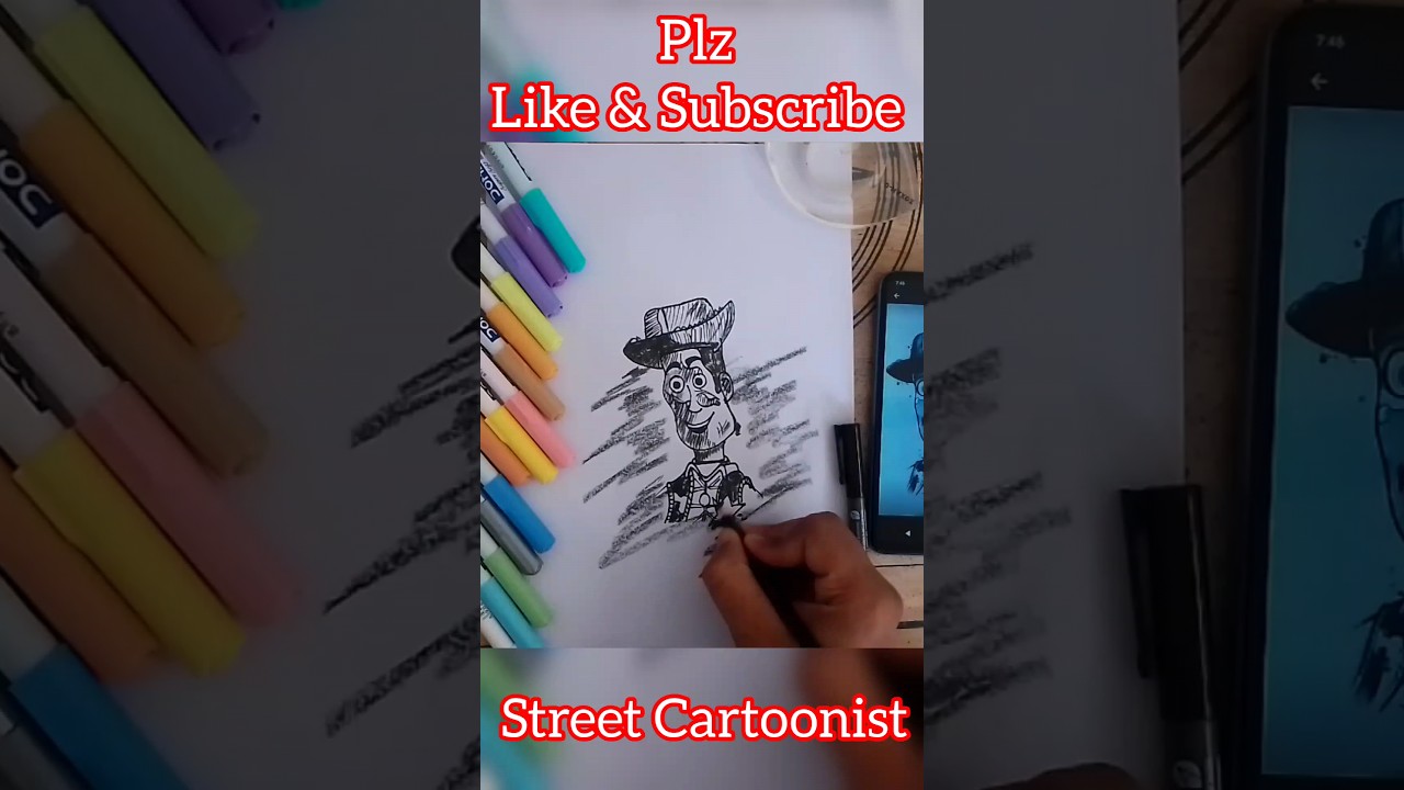 Toy Story Woody Cartoon Drawing(Easy Drawing)#shorts #art