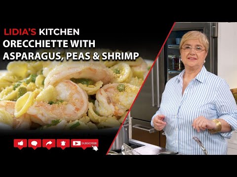 Orecchiette with Asparagus, Peas and Shrimp