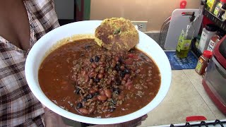 The Best Beef And 3 Bean Chili With Fried Cornbread Recipe