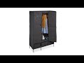 Armoire en tissu avec 2 portes Noir - Gris - Métal - Matière plastique - Textile - 112 x 173 x 44 cm