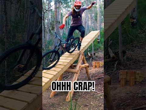 Stupid crash riding my seesaw! #mtb #trailbuilding #woodworking