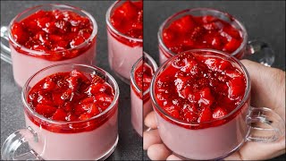 Strawberry Pudding Dessert | Delicious Strawberry Dessert | Easy Strawberry pudding | N