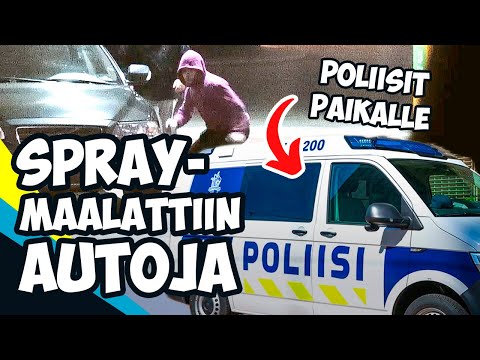 Hidden Camera - Spray painting random cars! Police came!