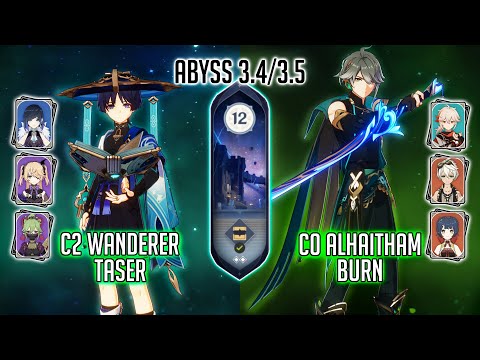 C2 Wanderer Taser and C0 Alhaitham Burn | Spiral Abyss 3.4/3.5 - Floor 12 - 9⭐ | Genshin Impact