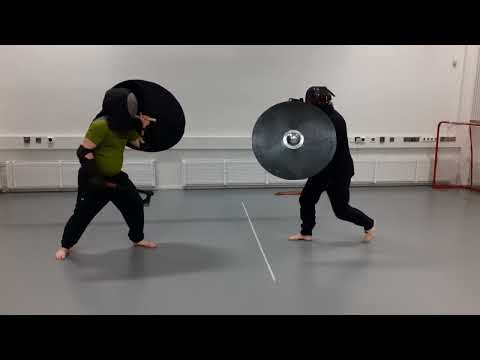 Testing weapon simulators in safety gear 2 - Axes and shields.