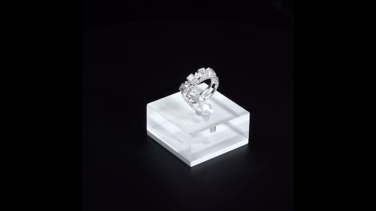 Nhẫn Bạc NCJ59 2 line đá vuông ChariotJewelry