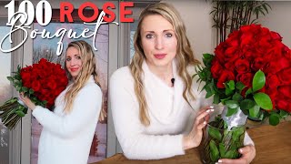 DIY 100 Valentines Day Roses Bouquet Tutorial + Wrapping! Gift Ideas for Her