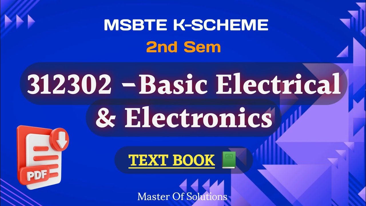 312302 - Basic Electrical & Electronics (BEE) || 2nd Semester|| #diploma #msbte #textbook #computer