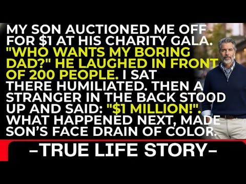 My Son Auctioned Me at His Gala: "$1 for My Boring Dad!" He Laughed-Until a Stranger….