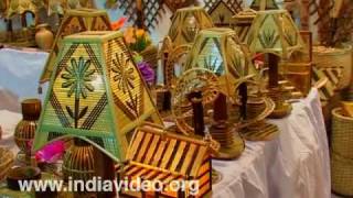 Embellished wood and bamboo from Manipur at Dilli Haat 