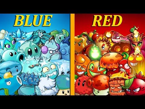 (Plants Vs Zombies 2) All BLUE vs RED Plants Power-Up! in PVZ2 Challenge