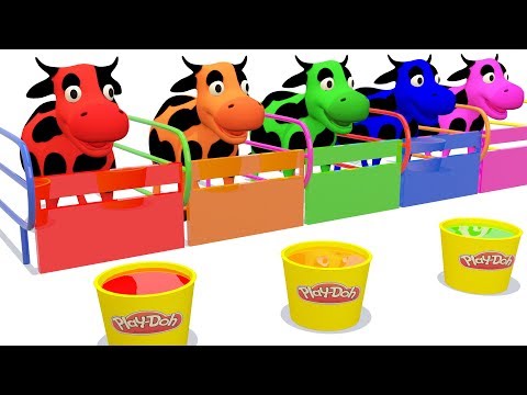 , title : 'Learn Colors With Milk Cow Eating Ice Cream #l - Play Doh Animals Cows Educational 3d Video For Kids