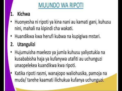 , title : 'Kiswahili kidato cha 4, kuandika ripoti, kipindi cha 8'