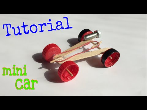 How to Make a mini Rubber band Car - (Homemade Toy) - Tutorial