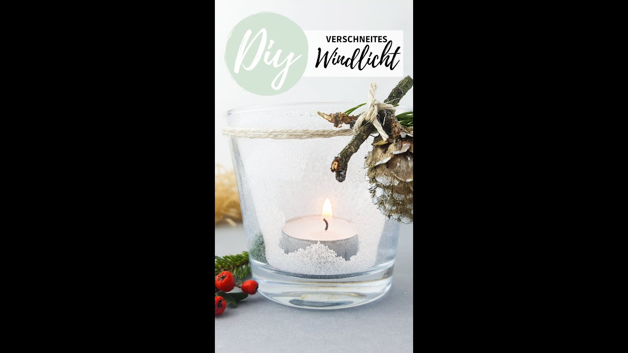 DIY Winterliches-Windlicht mit Schneeeffekt aus Zucker & Haarspray  #weihnachtsdeko #shorts