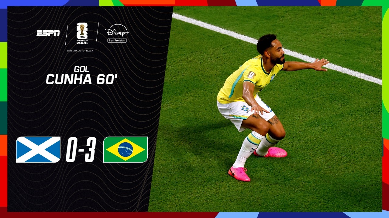 CUNHA DEFINIÓ Y BRASIL GOLEA 3-0 A ESCOCIA PARA EMPEZAR A LIQUIDAR EL PARTIDO