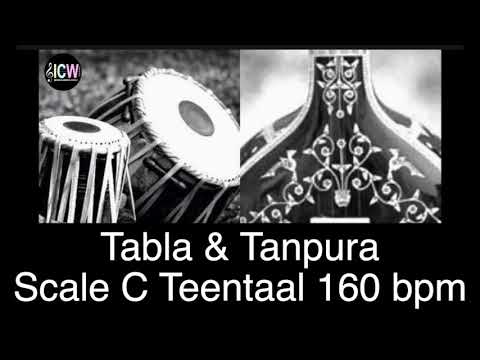 Tabla and Tanpura Scale C | Teen Taal (160 bpm) madhya laya with Tanpura scale C
