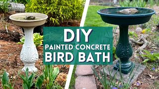 How to Paint a Concrete Bird Bath - DIY Painted Concrete Bird Bath Project