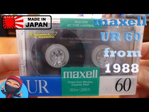 Unwrapping maxell UR 60 from 1988 Made in Japan audio cassette (Tinted Oval Window Cassette Shell)!