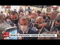 French President Emmanuel Macron egged by protester